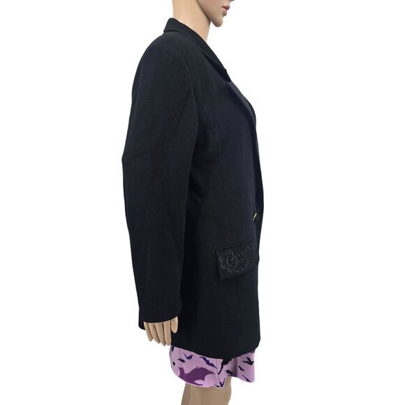 Vintage Womens Size 12 I Magnin Black Wool Double Breasted Blazer - Picture 2 of 11